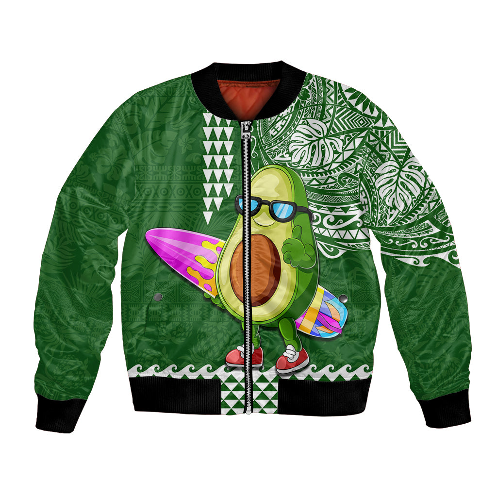 Hawaii Bomber Jacket Aloha Funny Avocado Mix Kakau Hawaiian Tribal LT03 Unisex Green - Polynesian Pride
