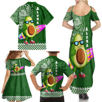 Hawaii Family Matching Summer Maxi Dress and Hawaiian Shirt Aloha Funny Avocado Mix Kakau Hawaiian Tribal LT03 - Polynesian Pride