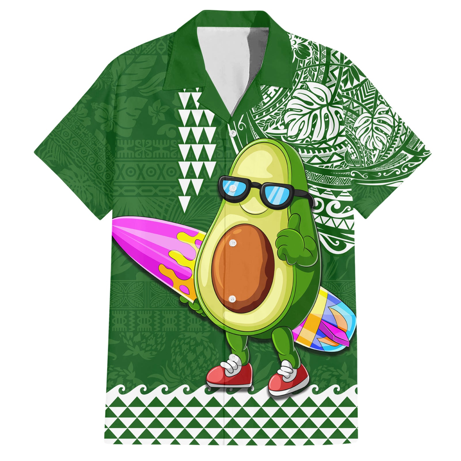 Hawaii Hawaiian Shirt Aloha Funny Avocado Mix Kakau Hawaiian Tribal LT03 Green - Polynesian Pride