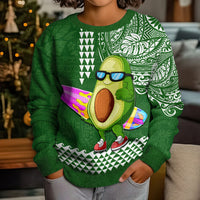 Hawaii Kid Ugly Christmas Sweater Aloha Funny Avocado Mix Kakau Hawaiian Tribal LT03 - Polynesian Pride