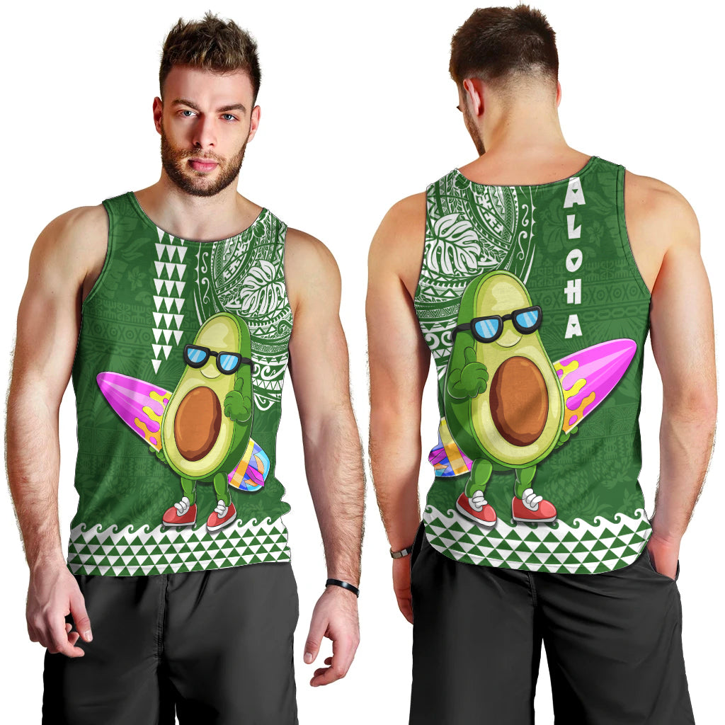 Hawaii Men Tank Top Aloha Funny Avocado Mix Kakau Hawaiian Tribal LT03 - Polynesian Pride