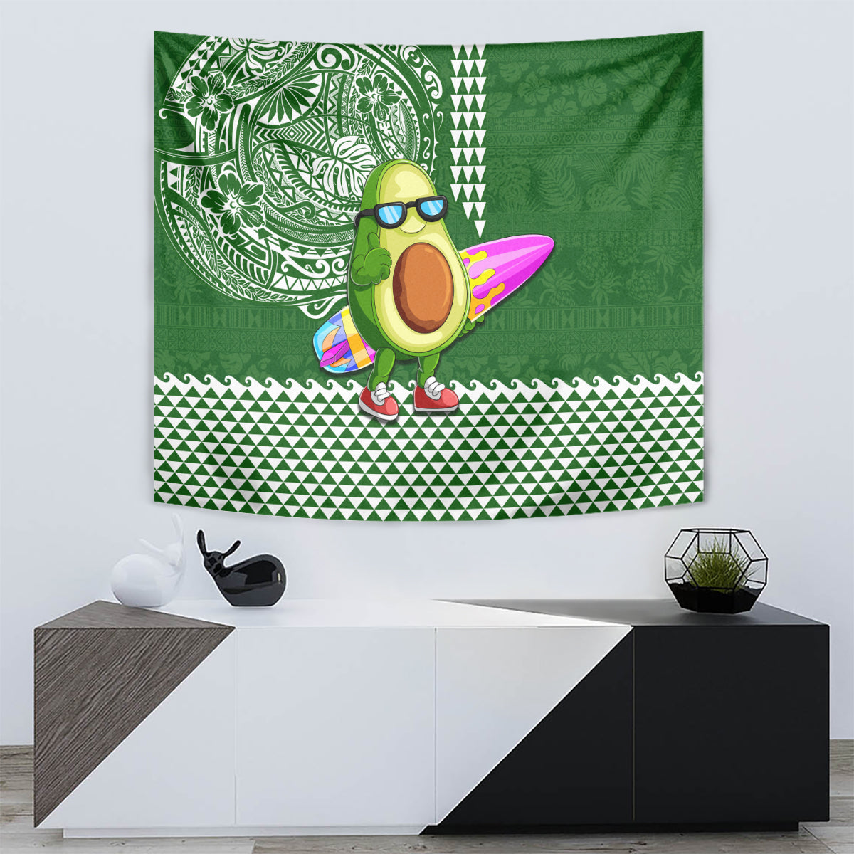 Hawaii Tapestry Aloha Funny Avocado Mix Kakau Hawaiian Tribal LT03 - Polynesian Pride