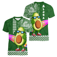 Hawaii Women V Neck T Shirt Aloha Funny Avocado Mix Kakau Hawaiian Tribal LT03 - Polynesian Pride