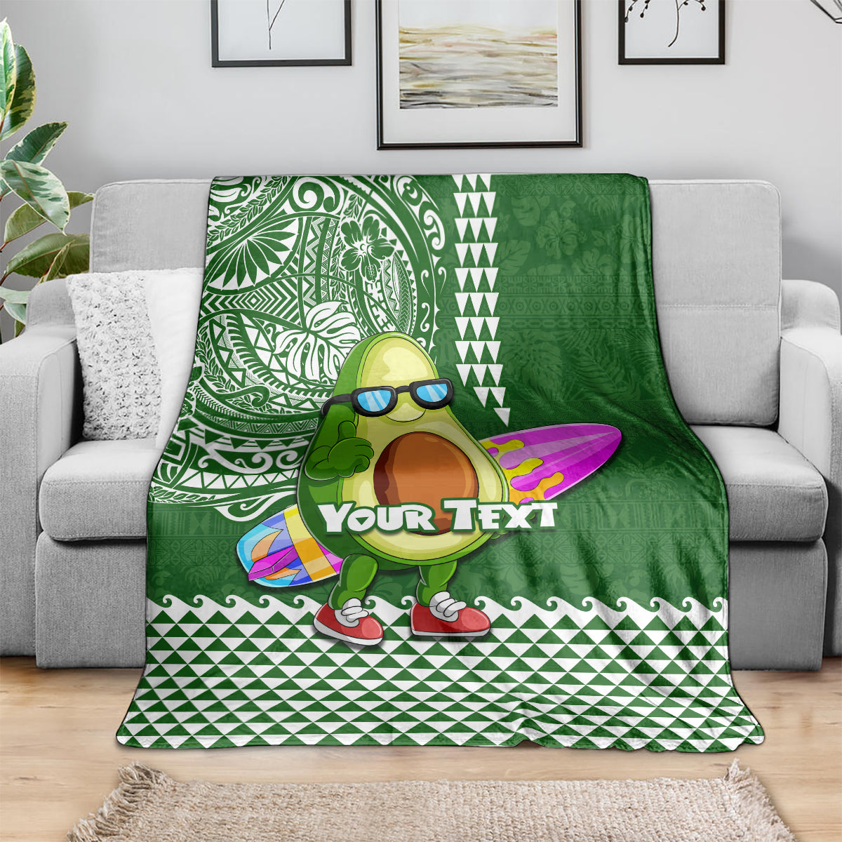 Aloha Avocado Funny Fruits Custom Blanket Mix Hawaiian Kakau Tribal LT03 - Polynesian Pride
