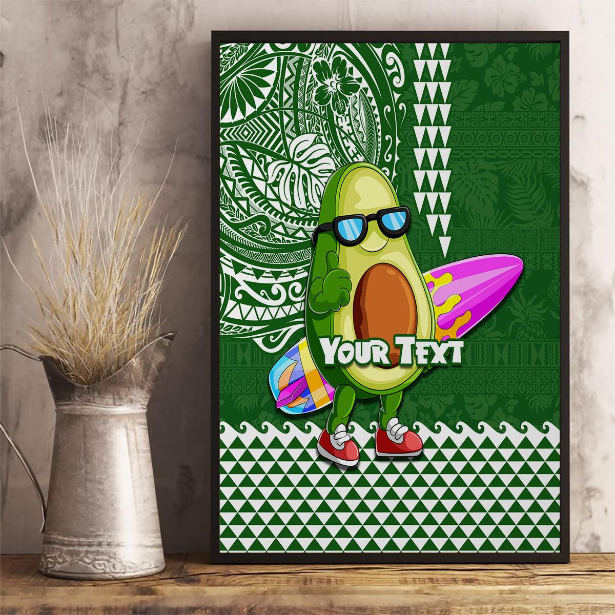 Aloha Avocado Funny Fruits Custom Canvas Wall Art Mix Hawaiian Kakau Tribal LT03 - Polynesian Pride