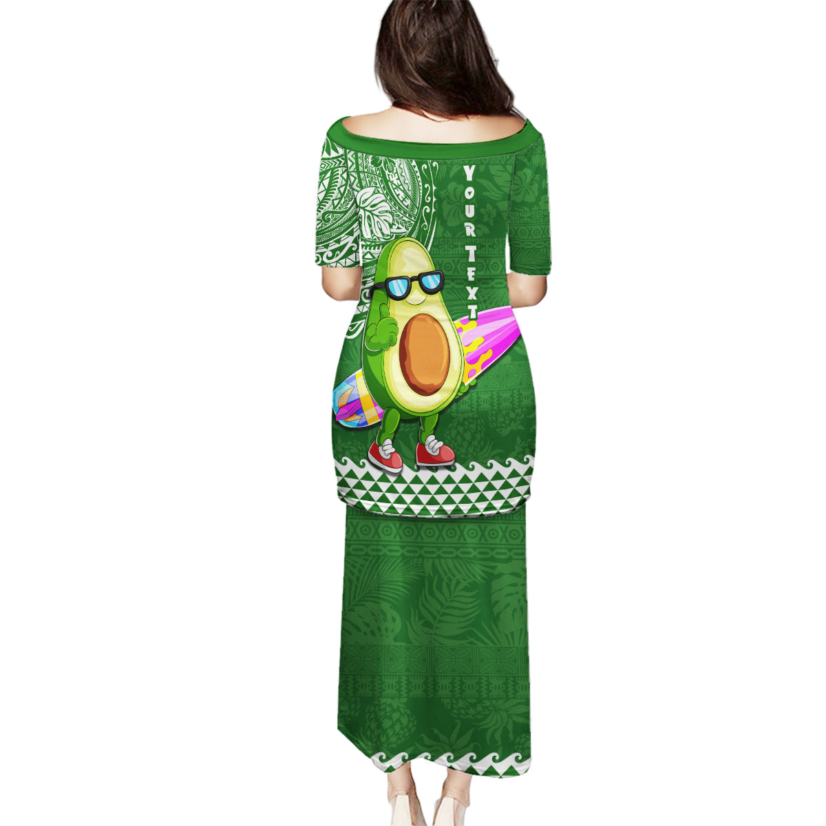 Aloha Avocado Funny Fruits Custom Family Matching Puletasi Dress and Hawaiian Shirt Mix Hawaiian Kakau Tribal LT03 - Polynesian Pride