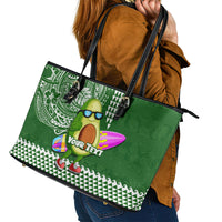 Aloha Avocado Funny Fruits Custom Leather Tote Bag Mix Hawaiian Kakau Tribal LT03 - Polynesian Pride