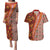 Hawaii Native Tapa Elements and Hibiscus Flowers Couples Matching Puletasi and Hawaiian Shirt LT03 Red - Polynesian Pride
