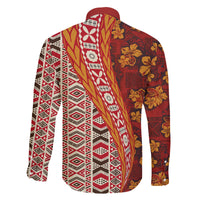 Hawaii Native Tapa Elements and Hibiscus Flowers Family Matching Off Shoulder Maxi Dress and Hawaiian Shirt LT03 - Polynesian Pride