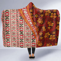 Hawaii Native Tapa Elements and Hibiscus Flowers Hooded Blanket LT03 - Polynesian Pride