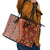Hawaii Native Tapa Elements and Hibiscus Flowers Leather Tote Bag LT03 - Polynesian Pride
