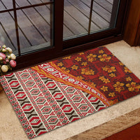 Hawaii Native Tapa Elements and Hibiscus Flowers Rubber Doormat LT03 - Polynesian Pride