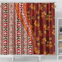 Hawaii Native Tapa Elements and Hibiscus Flowers Shower Curtain LT03 - Polynesian Pride