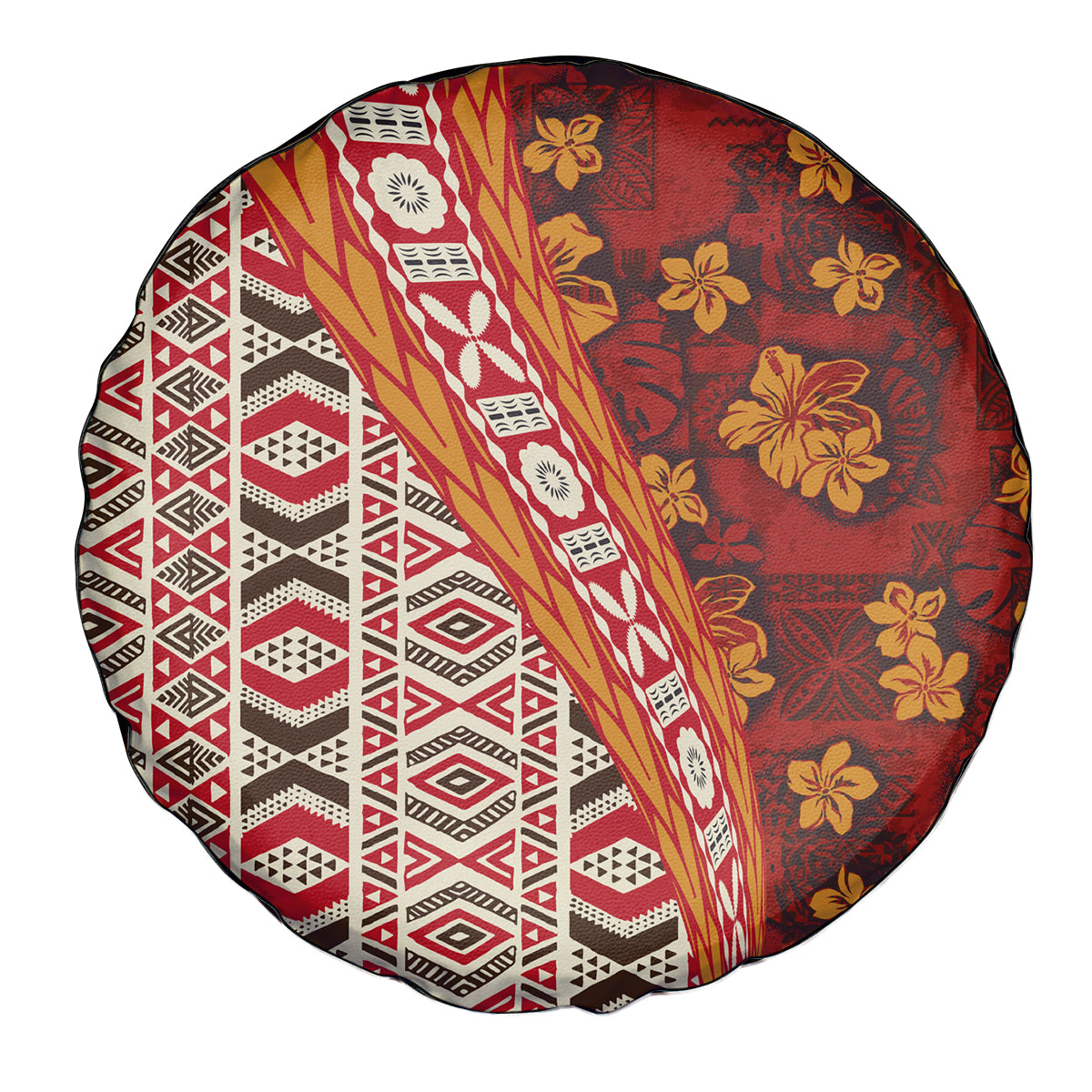 Hawaii Native Tapa Elements and Hibiscus Flowers Spare Tire Cover LT03 - Polynesian Pride