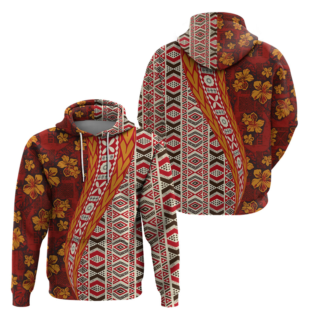 Hawaii Native Tapa Elements and Hibiscus Flowers Zip Hoodie LT03 - Polynesian Pride