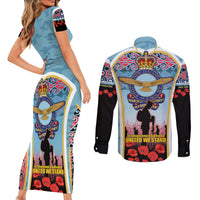 Royal New Zealand Air Force ANZAC Day Couples Matching Short Sleeve Bodycon Dress and Long Sleeve Button Shirt Te Tauaarangi o Aotearoa LT03 - Polynesian Pride