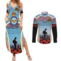 Royal New Zealand Air Force ANZAC Day Couples Matching Summer Maxi Dress and Long Sleeve Button Shirt Te Tauaarangi o Aotearoa LT03 Blue - Polynesian Pride