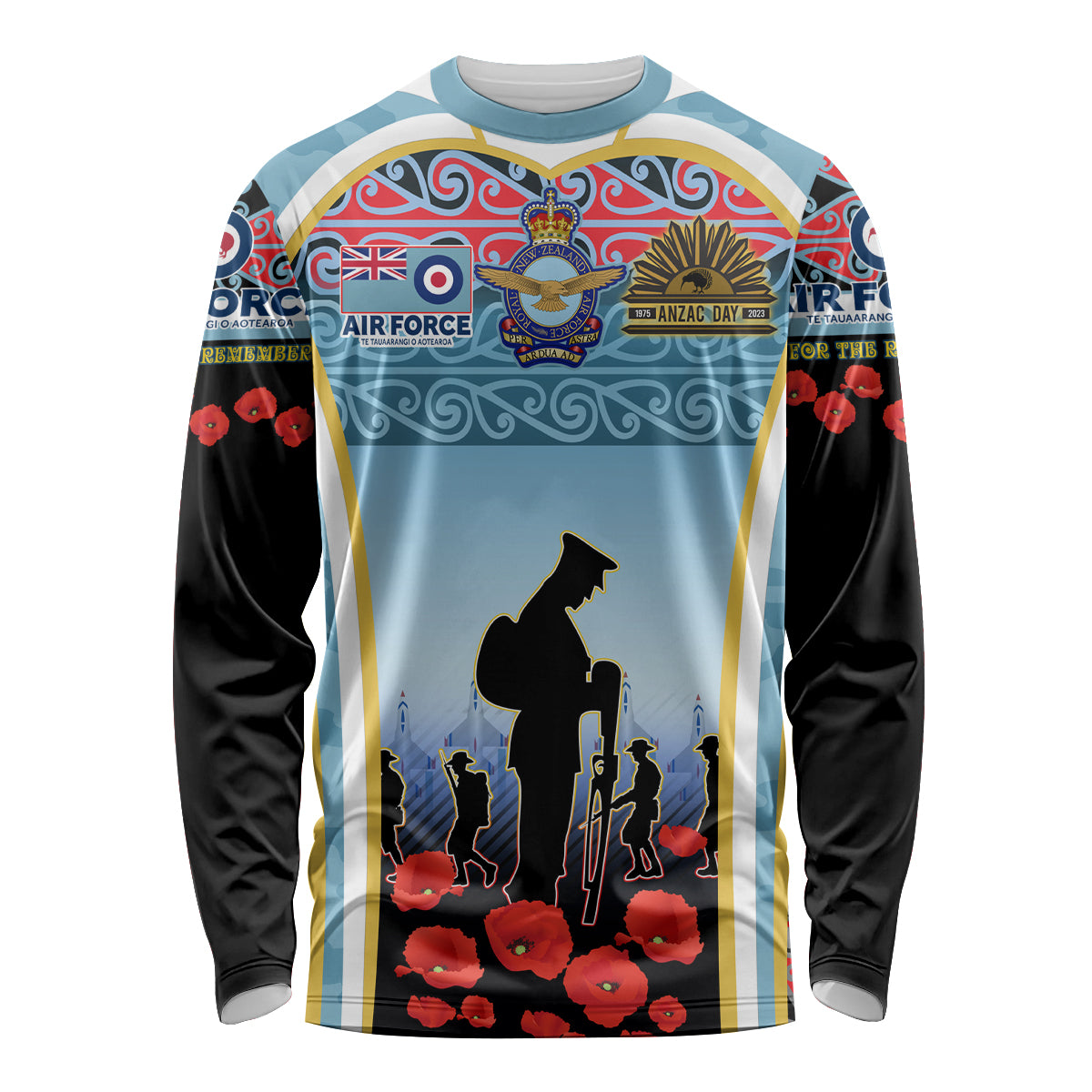 Royal New Zealand Air Force ANZAC Day Long Sleeve Shirt Te Tauaarangi o Aotearoa LT03 Unisex Blue - Polynesian Pride