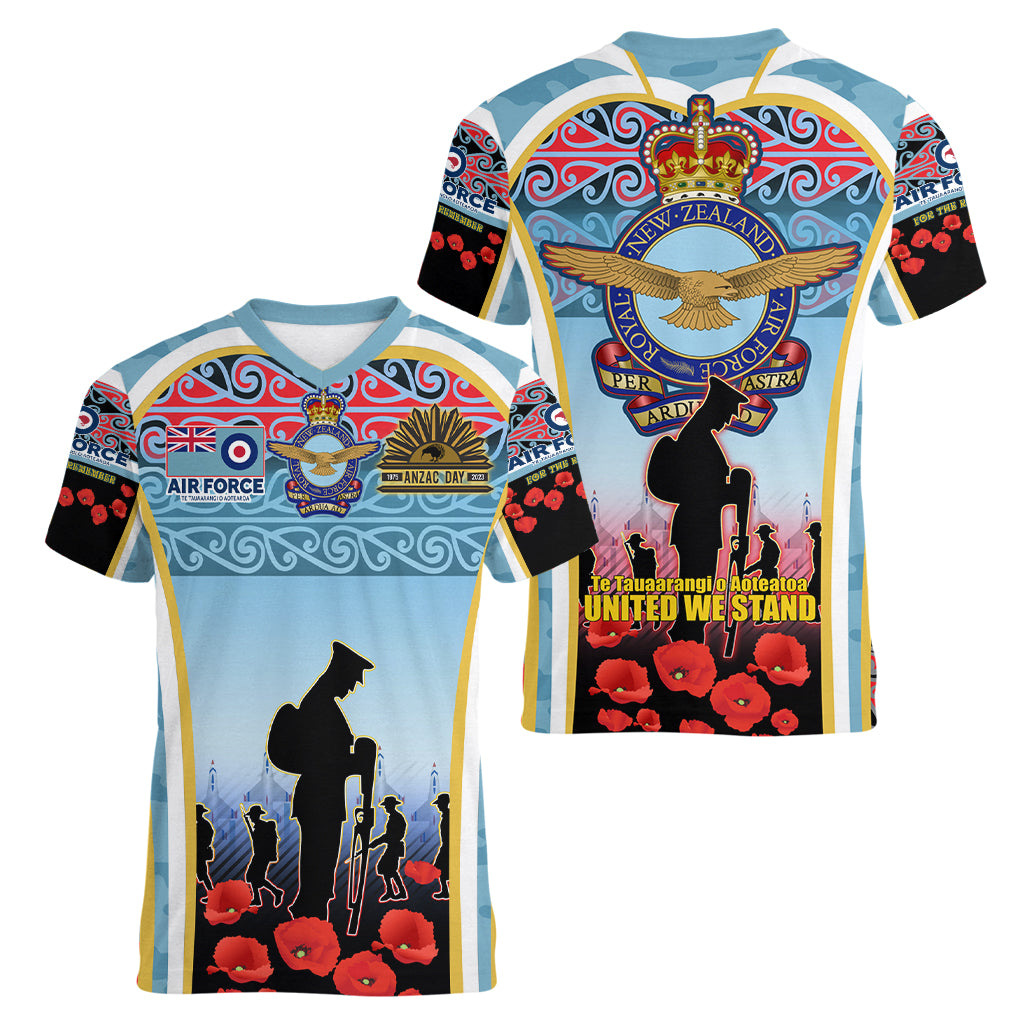 Royal New Zealand Air Force ANZAC Day Women V Neck T Shirt Te Tauaarangi o Aotearoa LT03 - Polynesian Pride