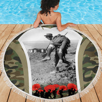 New Zealand and Australia ANZAC Day Beach Blanket Koala and Kiwi Bird Soldier Gallipoli Camouflage Style LT03 - Polynesian Pride