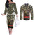 New Zealand and Australia ANZAC Day Couples Matching Off The Shoulder Long Sleeve Dress and Long Sleeve Button Shirt Koala and Kiwi Bird Soldier Gallipoli Camouflage Style LT03 Green - Polynesian Pride