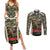 New Zealand and Australia ANZAC Day Couples Matching Summer Maxi Dress and Long Sleeve Button Shirt Koala and Kiwi Bird Soldier Gallipoli Camouflage Style LT03 Green - Polynesian Pride