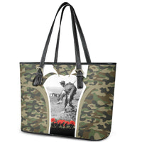 New Zealand and Australia ANZAC Day Leather Tote Bag Koala and Kiwi Bird Soldier Gallipoli Camouflage Style LT03 - Polynesian Pride
