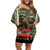 New Zealand and Australia ANZAC Day Off Shoulder Short Dress Koala and Kiwi Bird Soldier Gallipoli Camouflage Style LT03 Women Green - Polynesian Pride