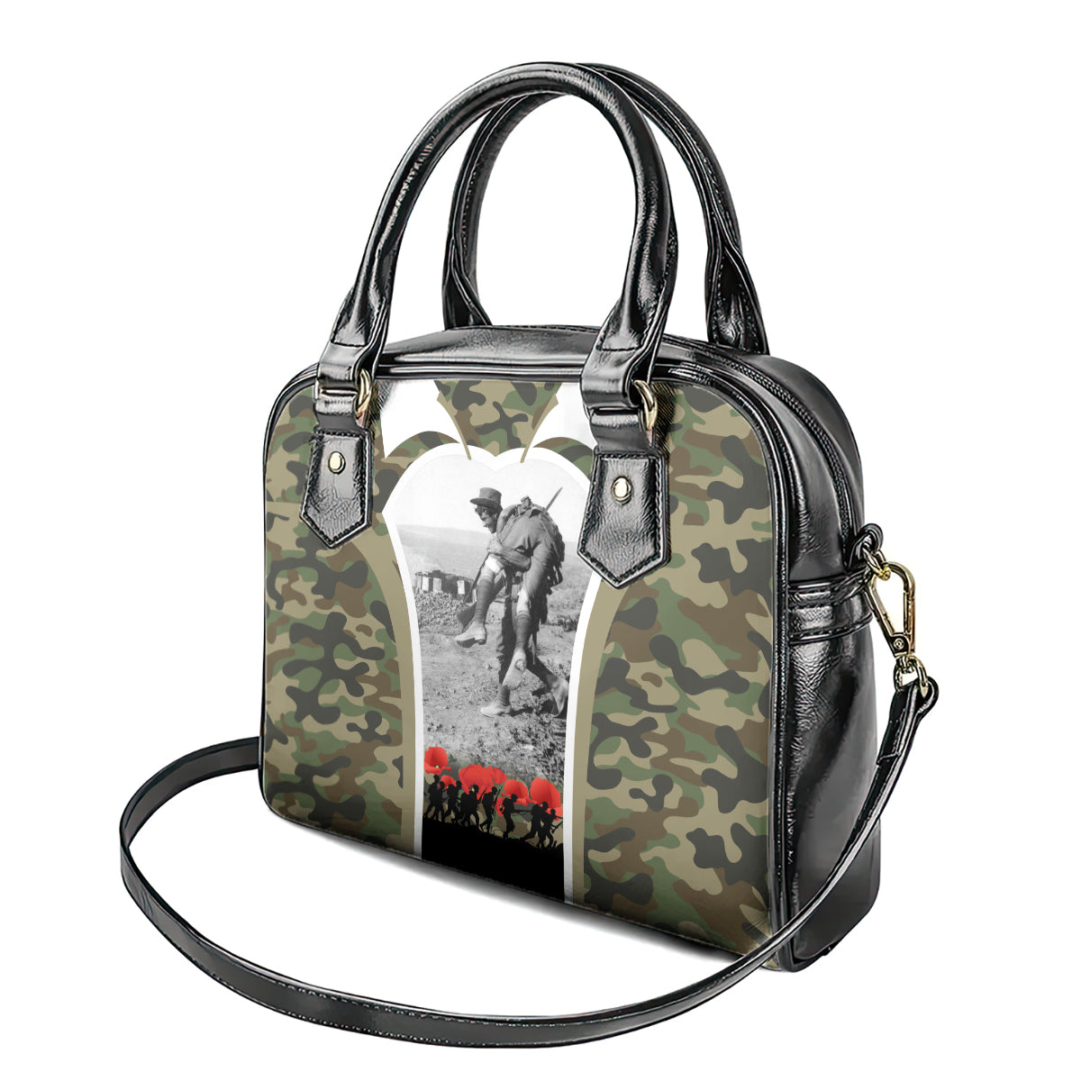New Zealand and Australia ANZAC Day Shoulder Handbag Koala and Kiwi Bird Soldier Gallipoli Camouflage Style LT03 - Polynesian Pride