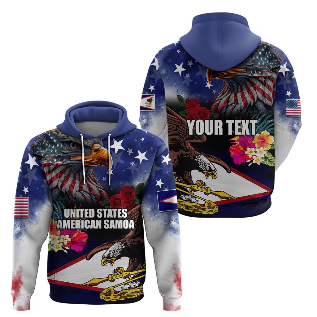 United States and American Samoa Hoodie Bald Eagle Rose and Hibiscus Flower