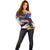 United States and American Samoa Off Shoulder Sweater Bald Eagle Rose and Hibiscus Flower