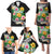 Hawaii Aloha Tropical Leaves and Flower Family Matching Puletasi and Hawaiian Shirt with Polynesian Art Tattoo Black Color - Polynesian Pride