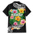 Hawaii Aloha Tropical Leaves and Flower Hawaiian Shirt with Polynesian Art Tattoo Black Color - Polynesian Pride
