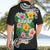Hawaii Aloha Tropical Leaves and Flower Hawaiian Shirt with Polynesian Art Tattoo Black Color - Polynesian Pride