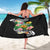 Hawaii Aloha Tropical Leaves and Flower Sarong with Polynesian Art Tattoo Black Color - Polynesian Pride