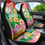 Hawaii Aloha Tropical Leaves and Flower Car Seat Cover with Polynesian Art Tattoo Rainbow Color - Polynesian Pride