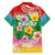 Hawaii Aloha Tropical Leaves and Flower Family Matching Summer Maxi Dress and Hawaiian Shirt with Polynesian Art Tattoo Rainbow Color - Polynesian Pride