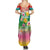 Hawaii Aloha Tropical Leaves and Flower Family Matching Summer Maxi Dress and Hawaiian Shirt with Polynesian Art Tattoo Rainbow Color - Polynesian Pride