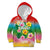 Hawaii Aloha Tropical Leaves and Flower Kid Hoodie with Polynesian Art Tattoo Rainbow Color - Polynesian Pride