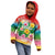 Hawaii Aloha Tropical Leaves and Flower Kid Hoodie with Polynesian Art Tattoo Rainbow Color - Polynesian Pride