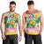Hawaii Aloha Tropical Leaves and Flower Men Tank Top with Polynesian Art Tattoo Rainbow Color - Polynesian Pride