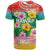 Hawaii Aloha Tropical Leaves and Flower T Shirt with Polynesian Art Tattoo Rainbow Color - Polynesian Pride