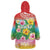 Hawaii Aloha Tropical Leaves and Flower Wearable Blanket Hoodie with Polynesian Art Tattoo Rainbow Color - Polynesian Pride