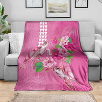 Hawaii Aloha Turtle Hibiscus and Leaves Blanket with Polynesian and Kakau Tattoos Rose Color - Polynesian Pride
