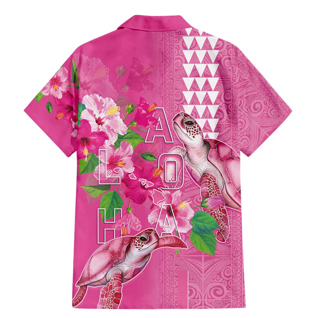 Hawaii Aloha Turtle Hibiscus and Leaves Family Matching Mermaid Dress and Hawaiian Shirt with Polynesian and Kakau Tattoos Rose Color - Polynesian Pride