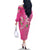 Hawaii Aloha Turtle Hibiscus and Leaves Family Matching Off The Shoulder Long Sleeve Dress and Hawaiian Shirt with Polynesian and Kakau Tattoos Rose Color - Polynesian Pride