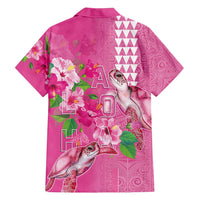 Hawaii Aloha Turtle Hibiscus and Leaves Family Matching Summer Maxi Dress and Hawaiian Shirt with Polynesian and Kakau Tattoos Rose Color - Polynesian Pride
