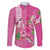 Hawaii Aloha Turtle Hibiscus and Leaves Family Matching Summer Maxi Dress and Hawaiian Shirt with Polynesian and Kakau Tattoos Rose Color - Polynesian Pride