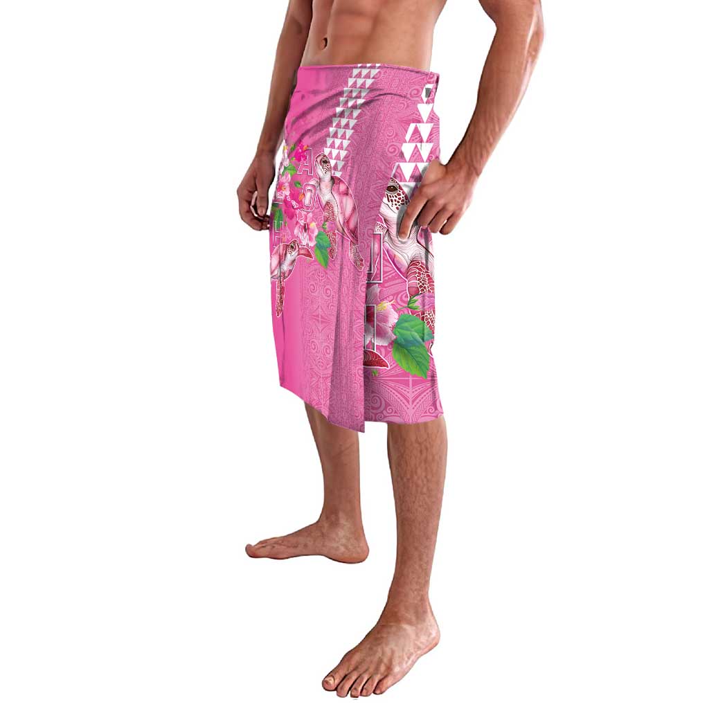 Hawaii Aloha Turtle Hibiscus and Leaves Lavalava with Polynesian and Kakau Tattoos Rose Color - Polynesian Pride