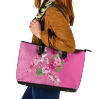 Hawaii Aloha Turtle Hibiscus and Leaves Leather Tote Bag with Polynesian and Kakau Tattoos Rose Color - Polynesian Pride